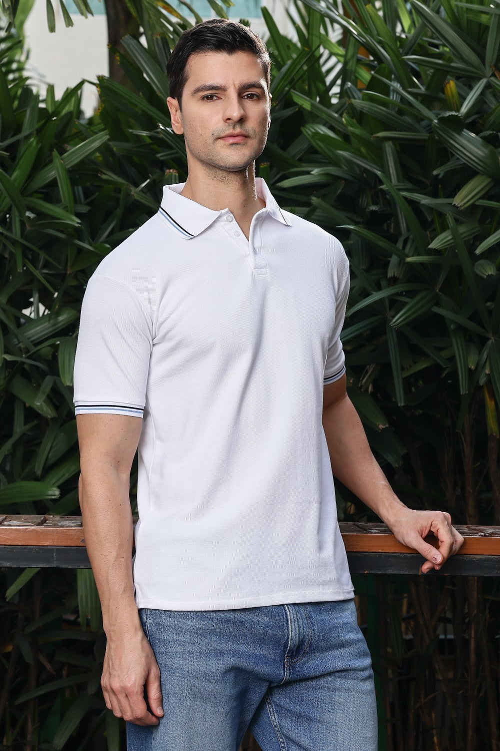 O'LYN CANYON WHITE POLO COTTON MEN T-SHIRT