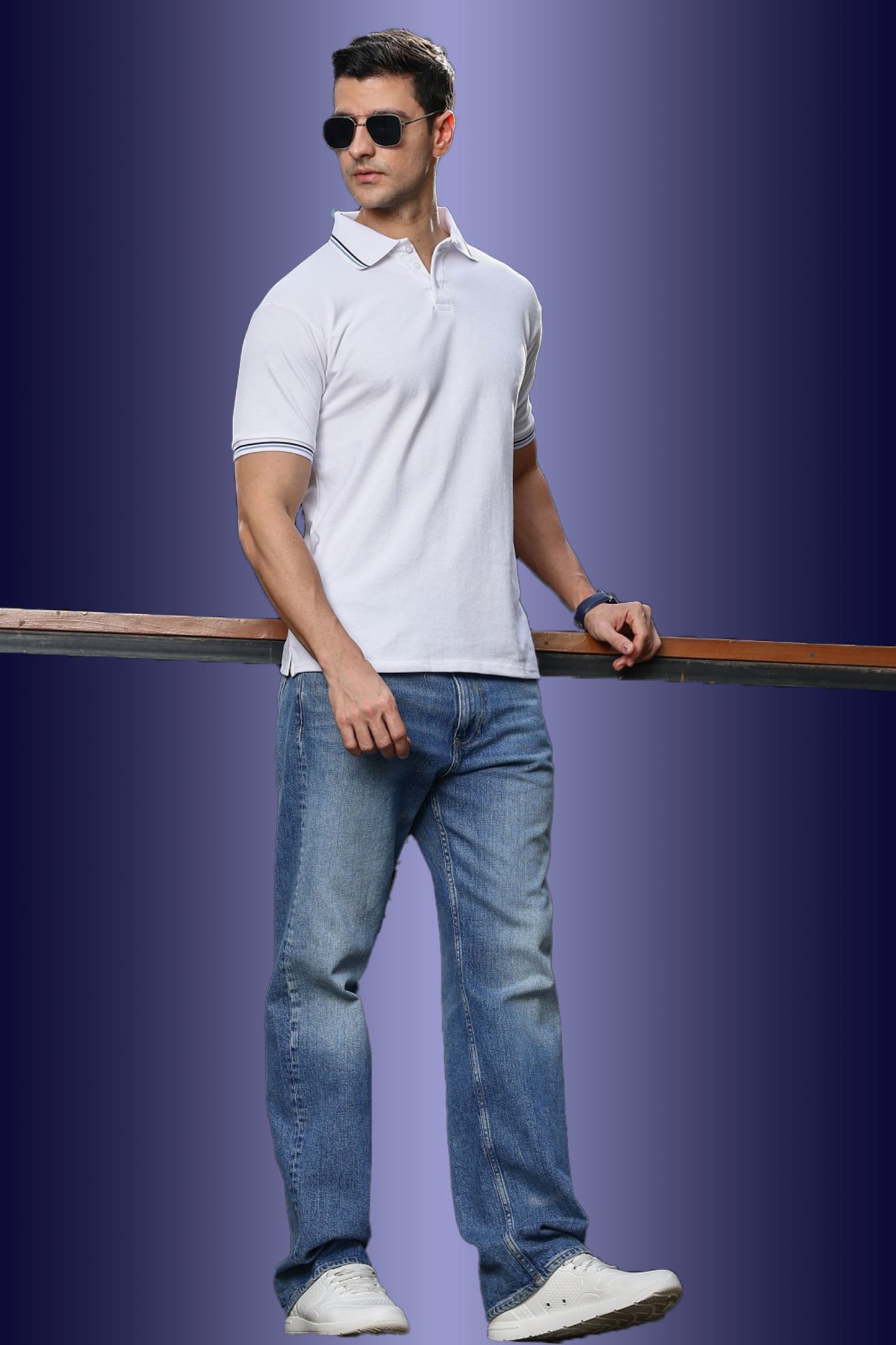 O'LYN CANYON WHITE POLO COTTON MEN T-SHIRT