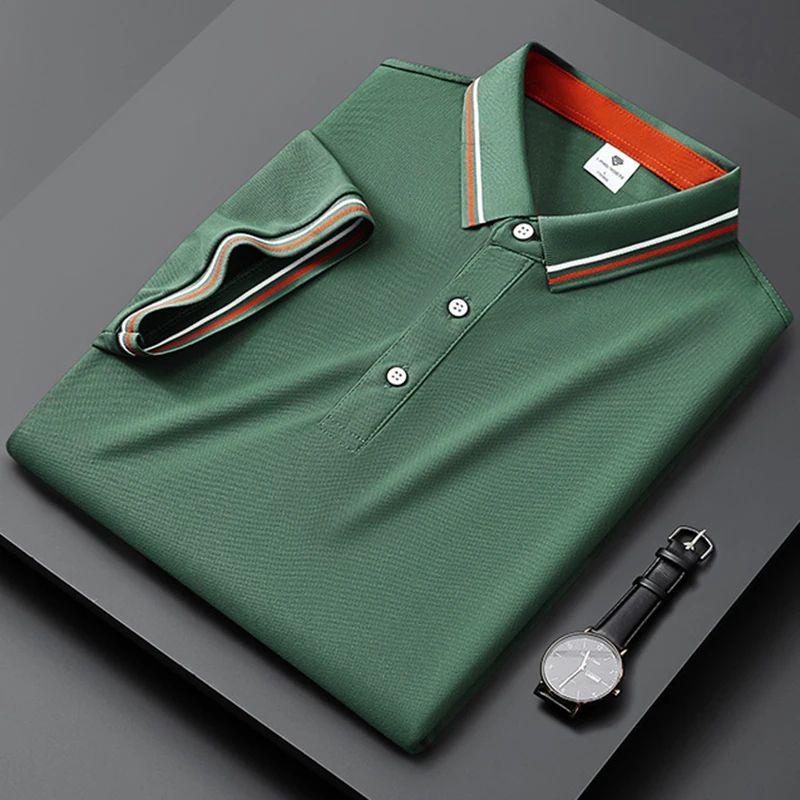 O'LYN Green Short-sleeve Polo Cotton Men's T-Shirt