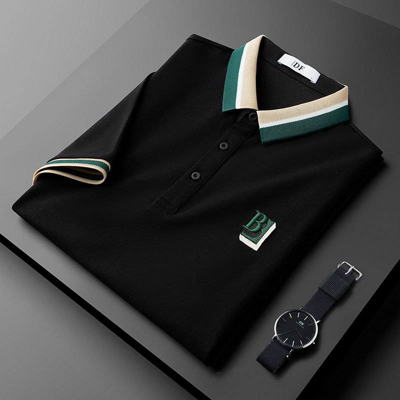 O'LYN Black Half-sleeve Polo Cotton Men's T-Shirt