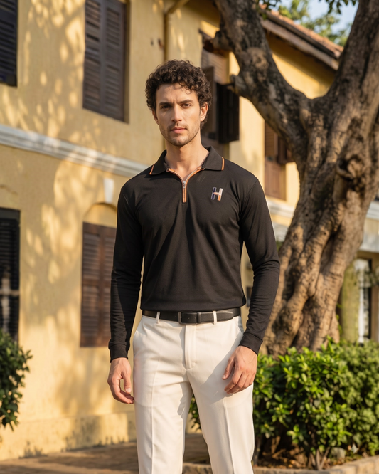 Dove Zipper Polo. B.W.