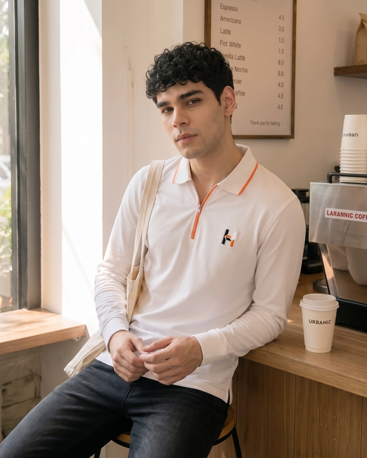 Dove Zipper Polo. W.B.