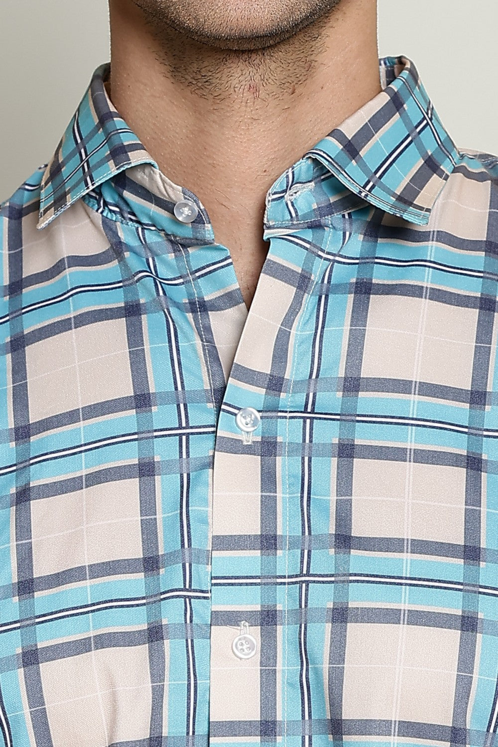 O'LYN CHECKED HALF SLEEVE COTTON MEN SHIRT