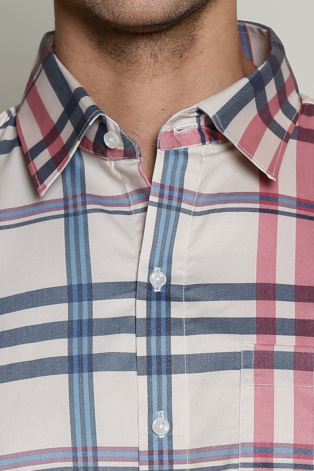 O'LYN CHECKED HALF SLEEVE COTTON MEN SHIRT