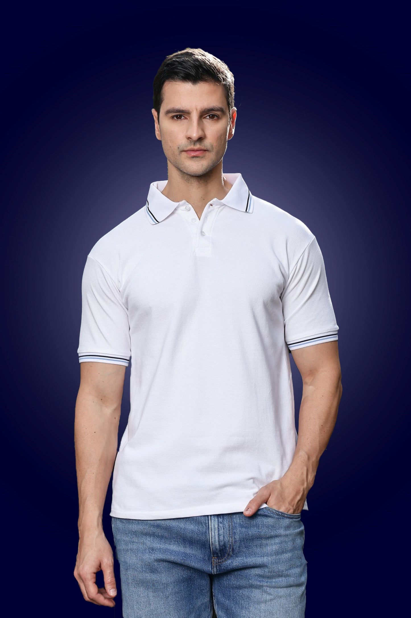 O'LYN CANYON WHITE  POLO COTTON MEN T-SHIRT