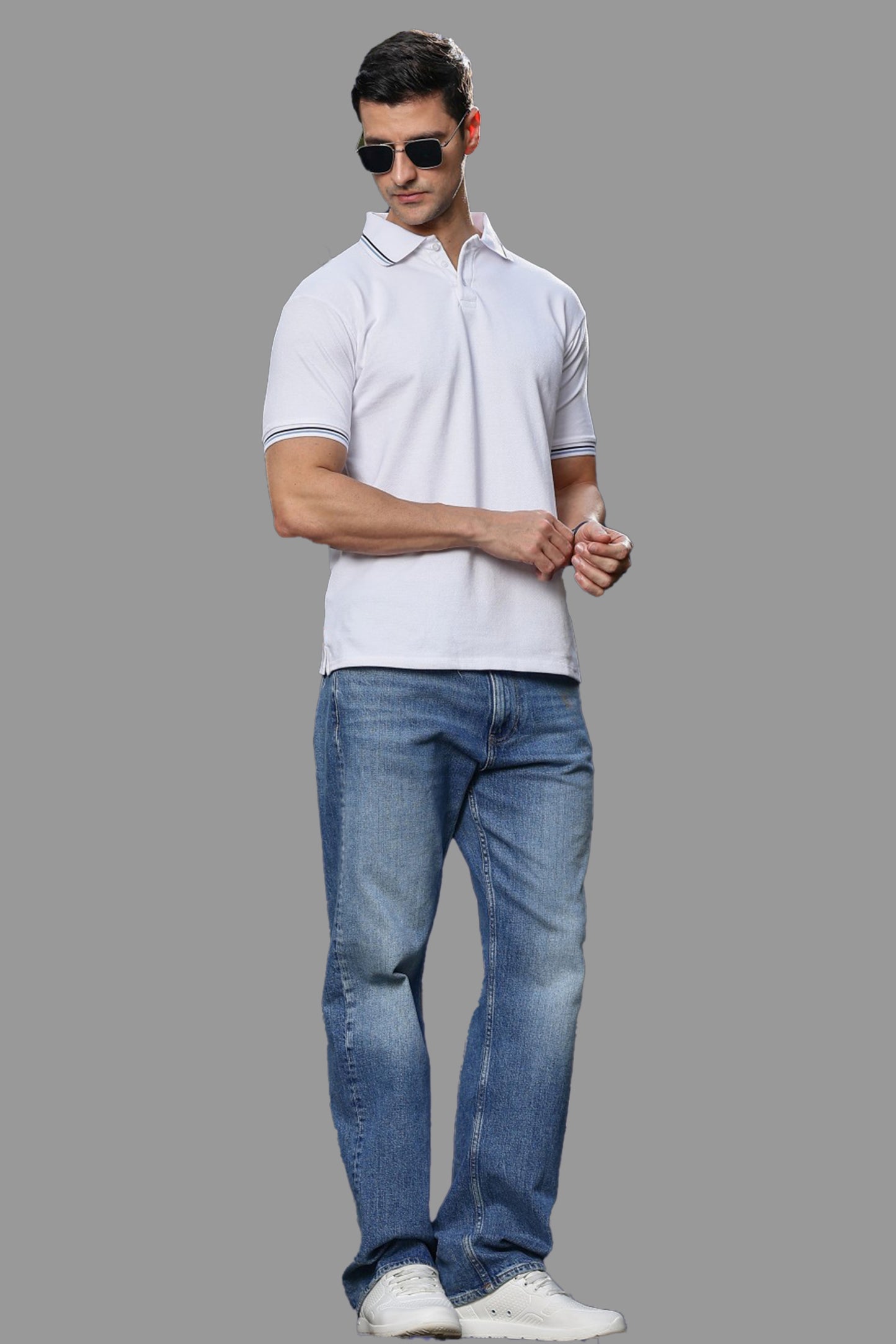 O'LYN CANYON WHITE  POLO COTTON MEN T-SHIRT