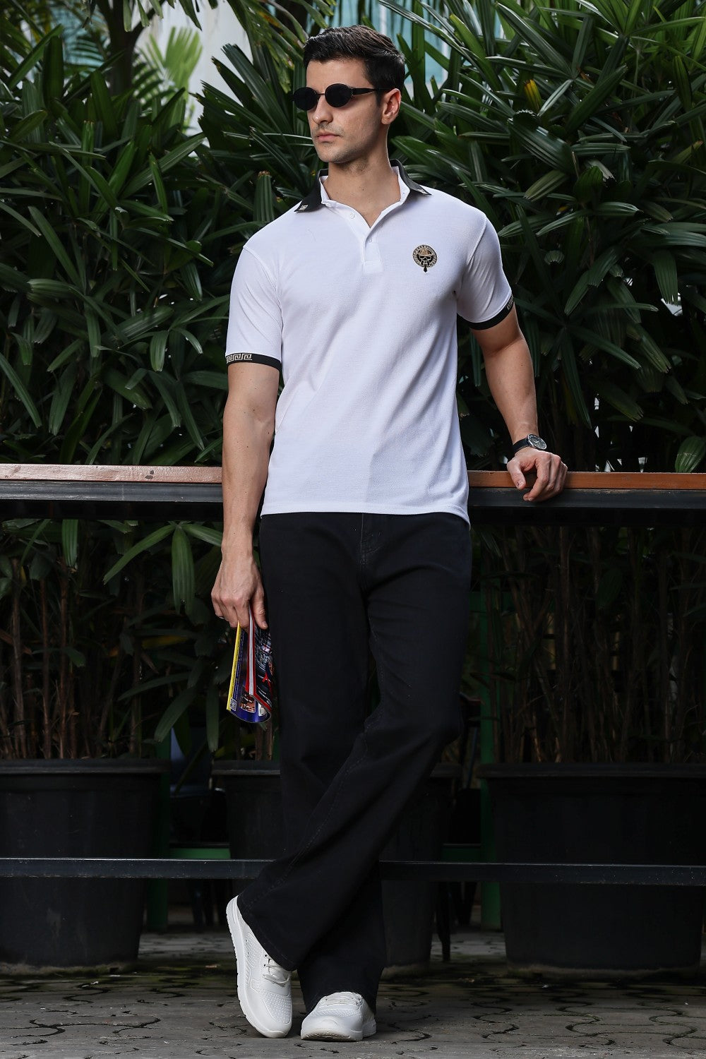 O'LYN PEARL WHITE  POLO COTTON MEN T-SHIRT
