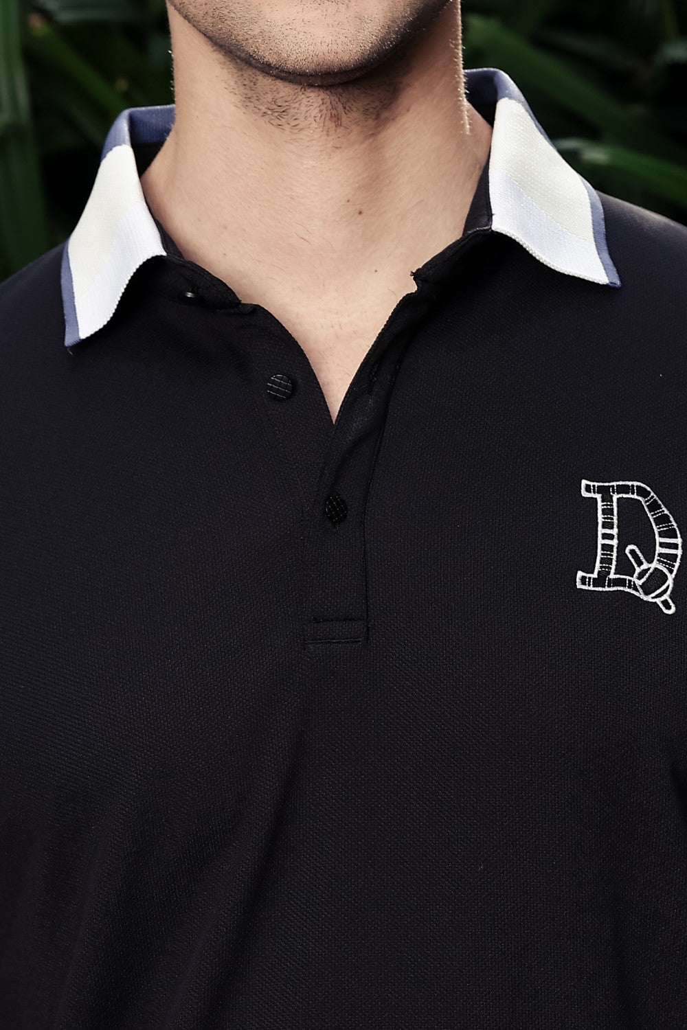 O'LYN PITCH BLACK POLO COTTON MEN T-SHIRT