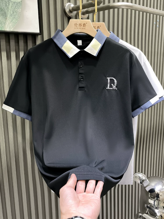 O'LYN PITCH BLACK POLO COTTON MEN T-SHIRT