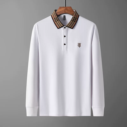 O'LYN White Full-sleeve Polo Cotton Men's T-Shirt