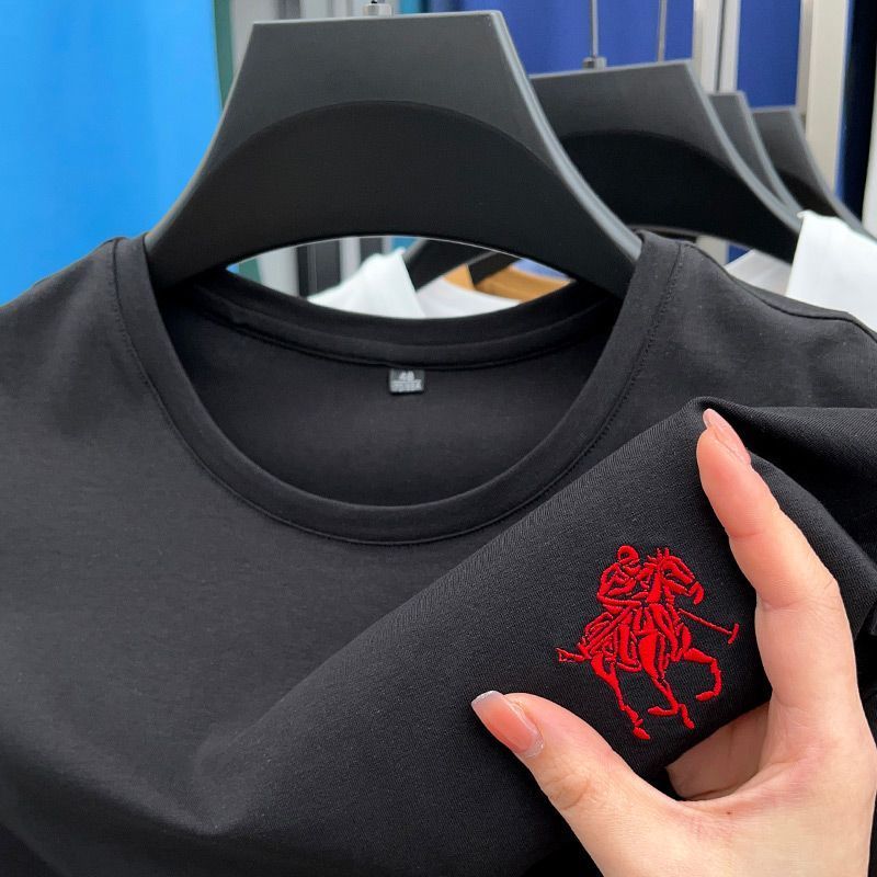 O'Lyn Black Short Sleeve Round Neck Cotton Men T-Shirt.