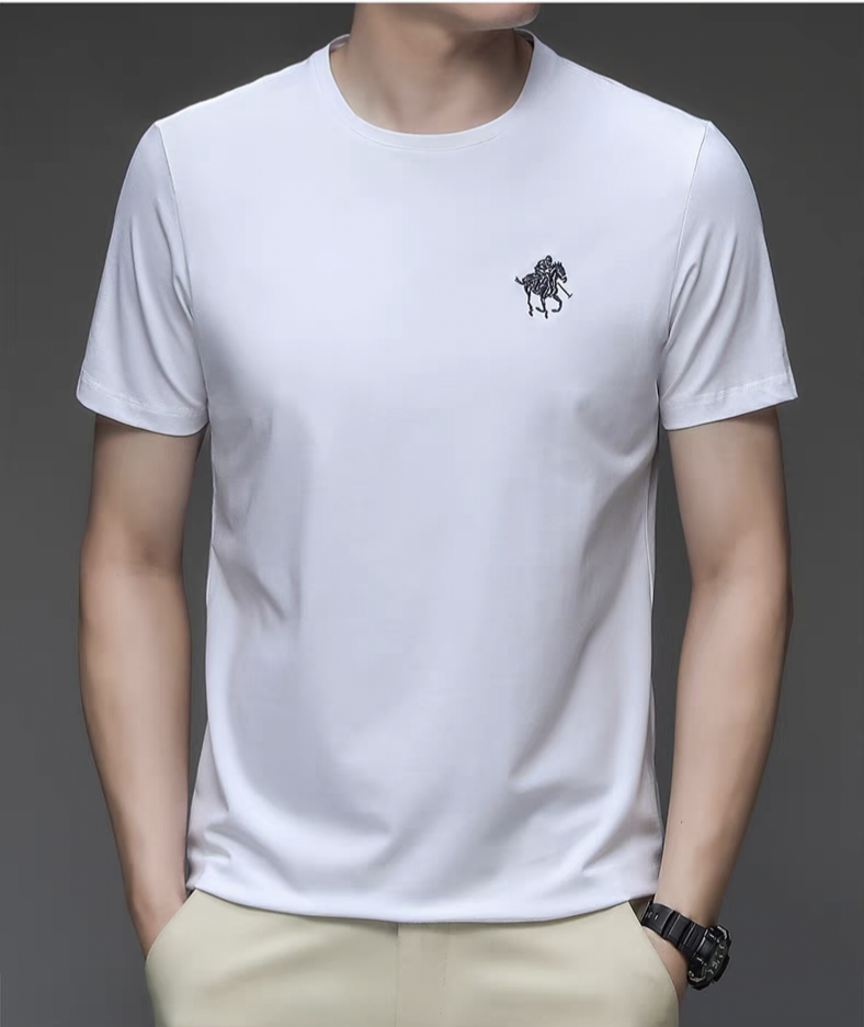 O'LYN ICE WHITE ROUND NECK COTTON MEN T-SHIRT